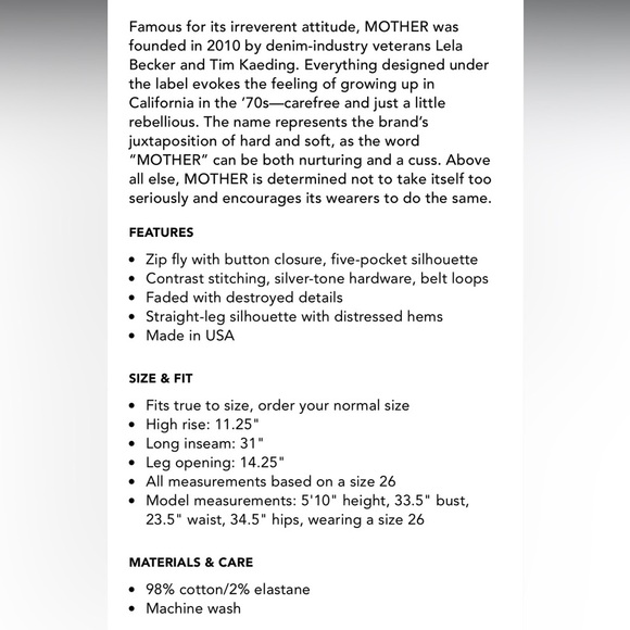 Mother Denim High Waisted Rider Skimp in The Confession Size 26 82 - Picture 10 of 16